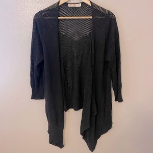 Faded Glory Mesh Cardigan Black Size L